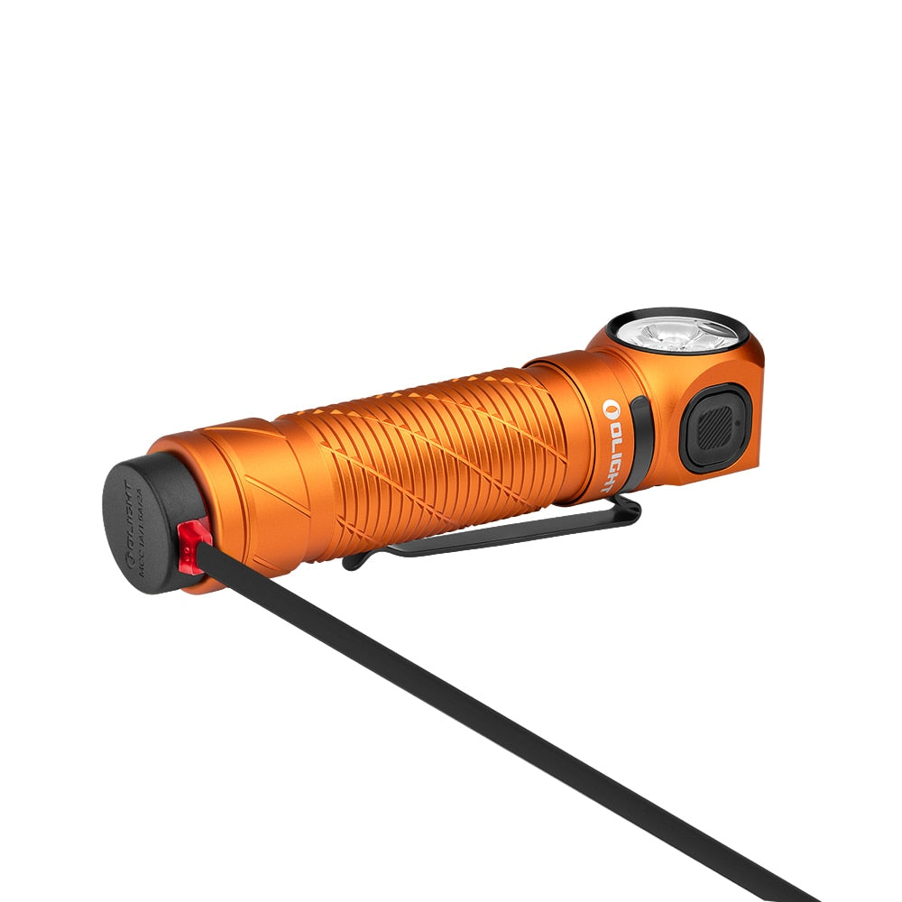 Latarka czołowa i kątowa Olight Perun 3 Orange z opaską - 3000 lumenów