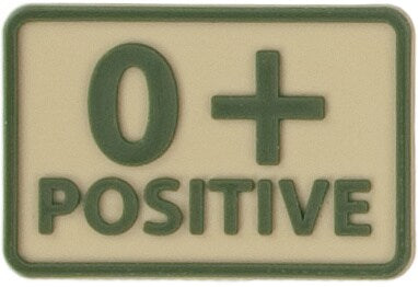 Emblemat grupa krwi 0 Rh+ Khaki - 2 szt.