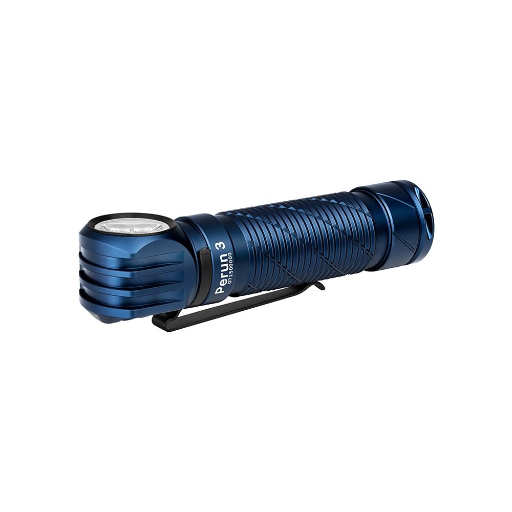 Latarka czołowa i kątowa Olight Perun 3 Midnight Blue z opaską - 3000 lumenów