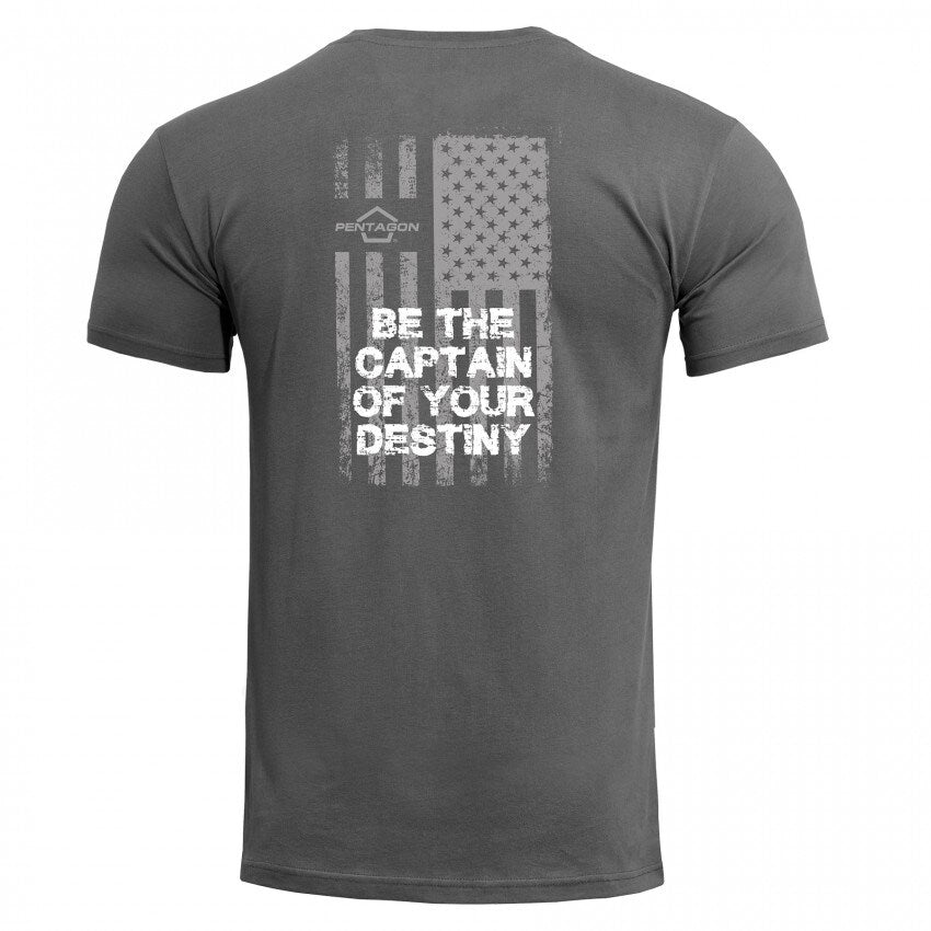 Koszulka T-Shirt Pentagon Ageron "American Flag" - Wolf Grey