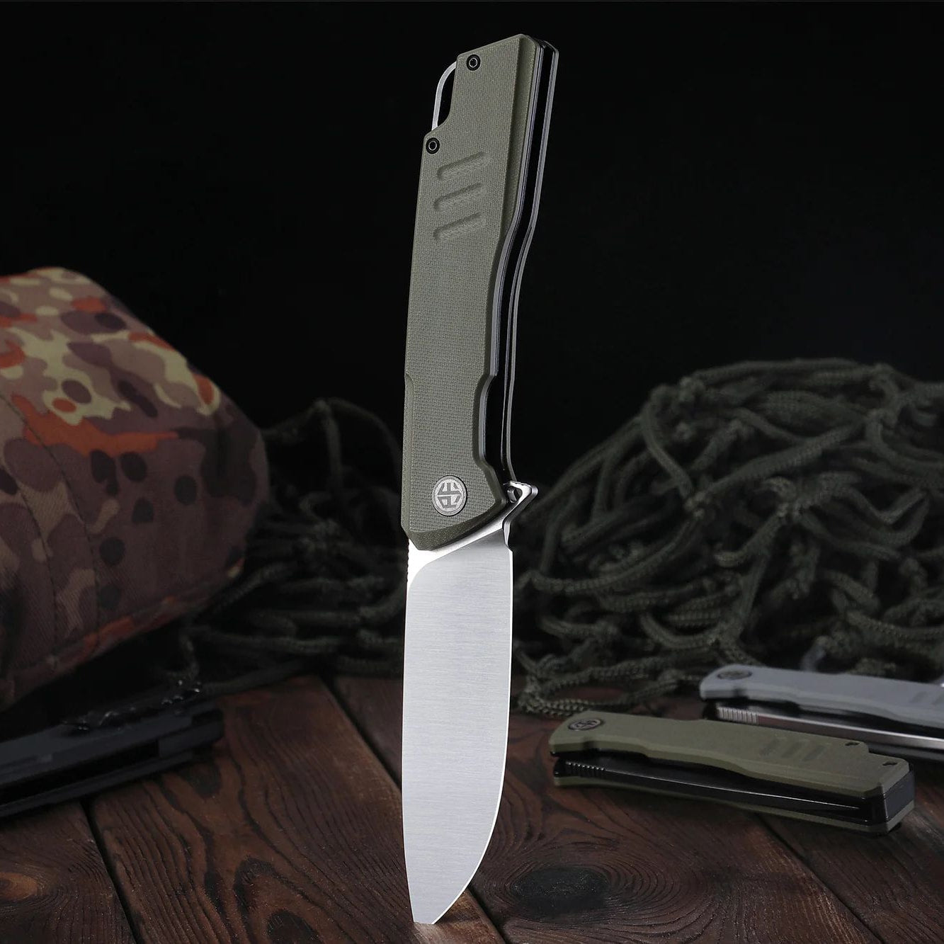 Nóż składany Petrified Fish Loco PF-B02 - Stonewash/Green
