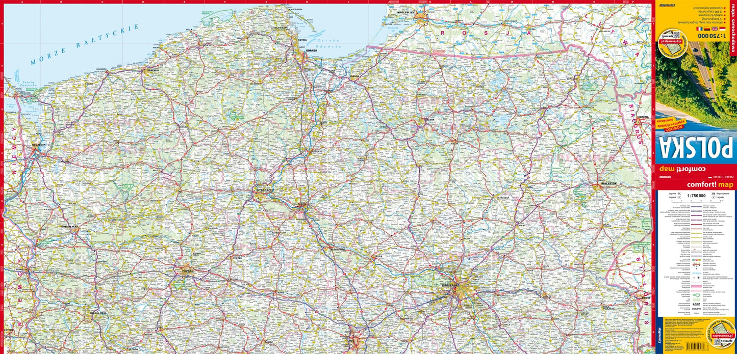 Mapa samochodowa Polski 1:750000
