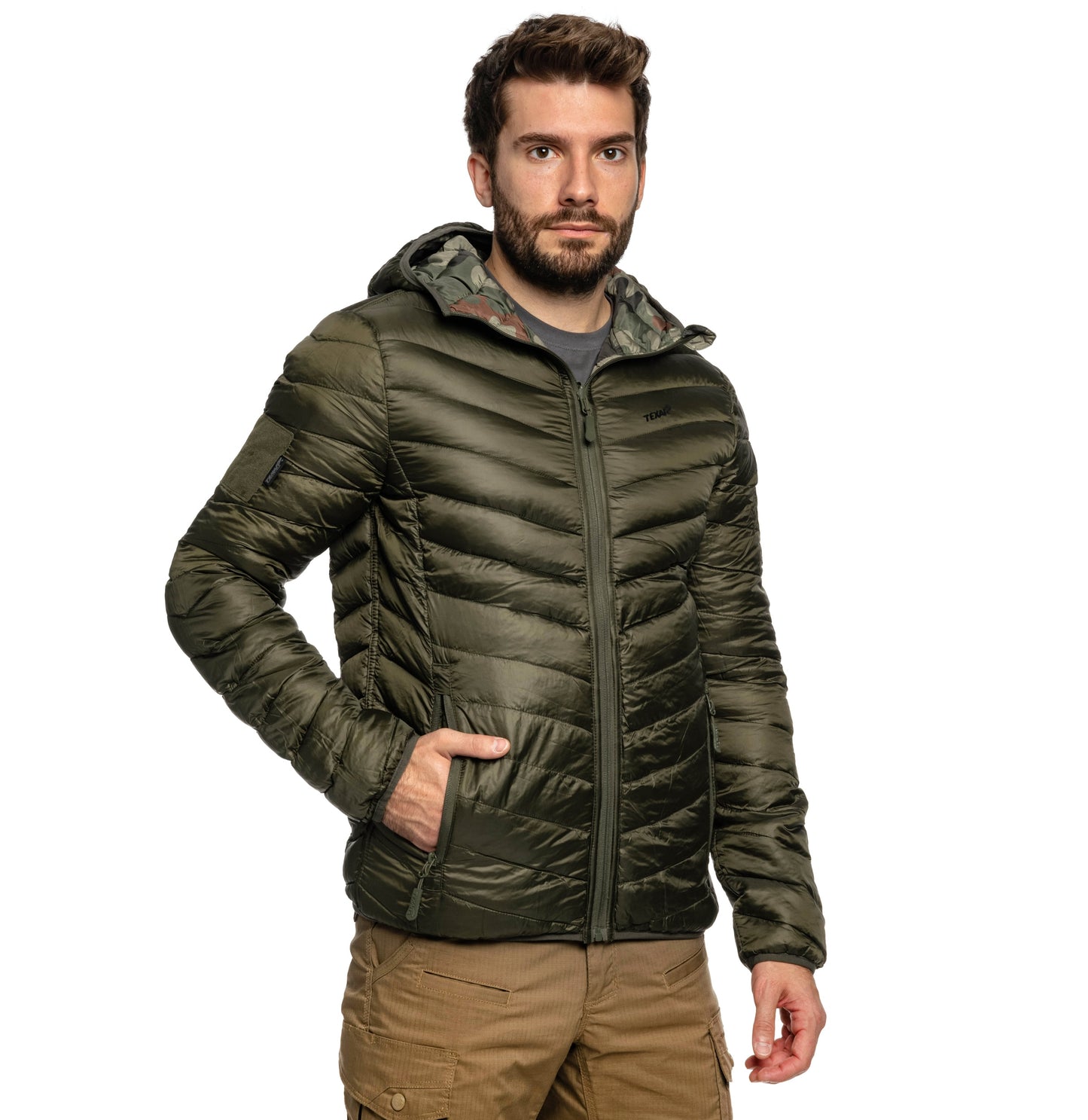 Kurtka puchowa dwustronna Texar Reverse - Olive/wz.93 Pantera PL Woodland
