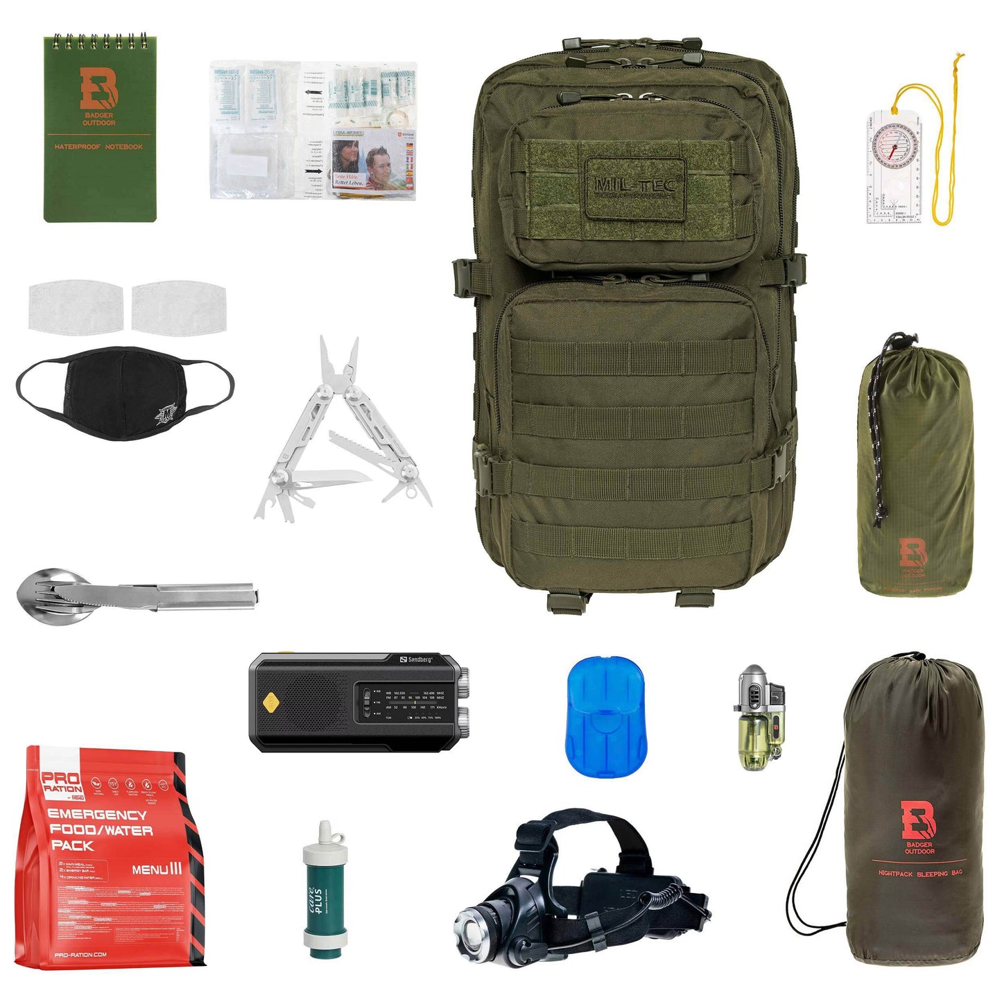 Plecak RCB Mil-Tec Assault Pack Large 36 l Olive - z wyposażeniem