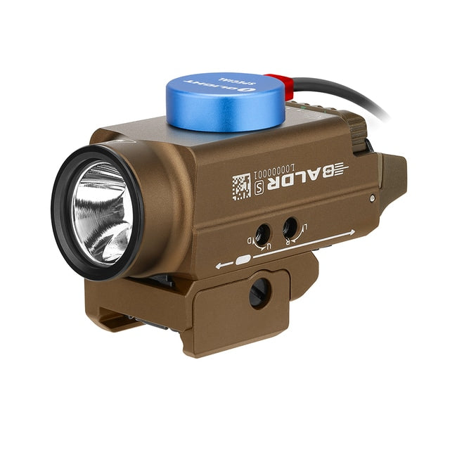 Latarka z celownikiem laserowym Olight BALDR S Desert Tan - 800 lumenów, Green Laser