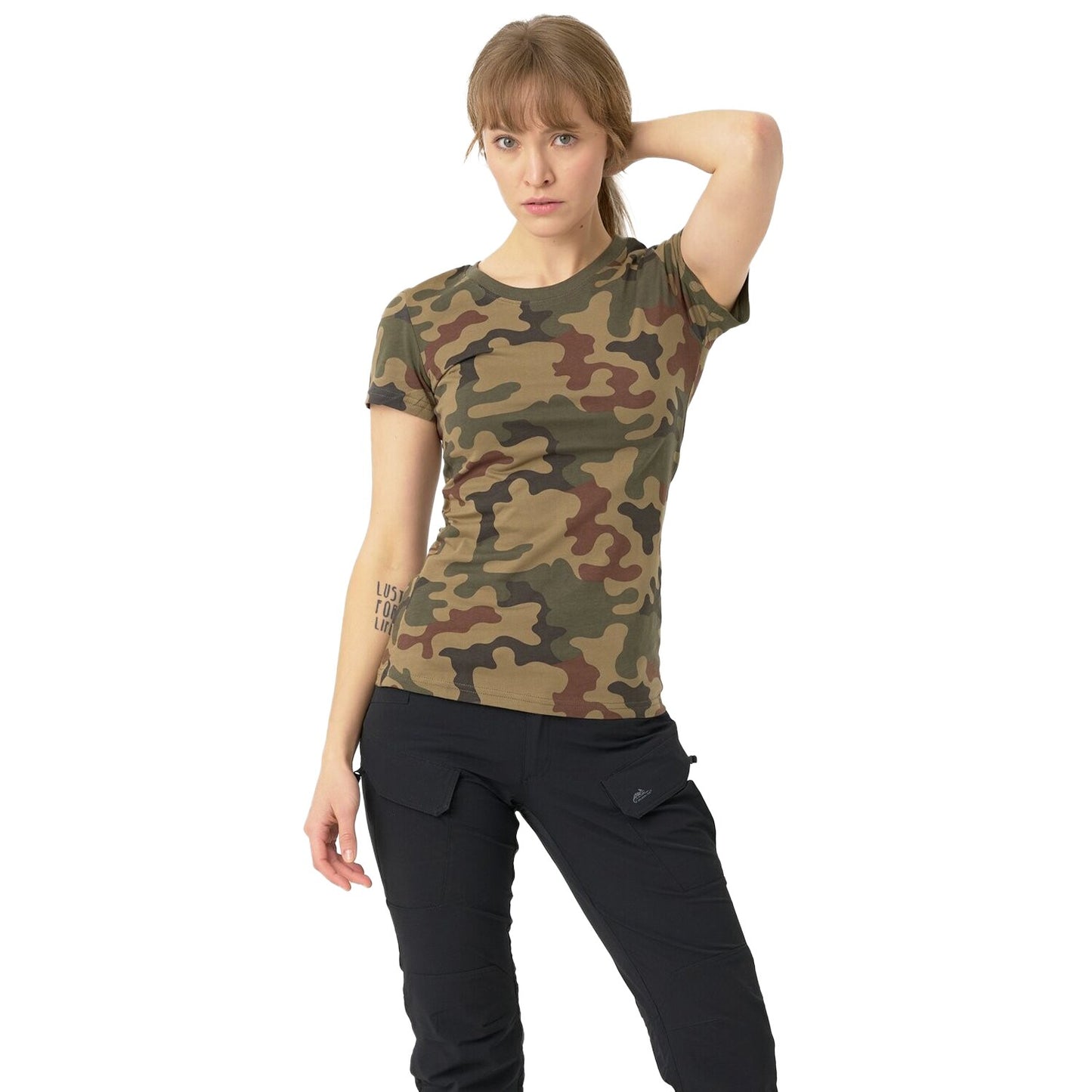 Koszulka T-Shirt damska Helikon z bawełny organicznej Slim - wz.93 Pantera PL Woodland