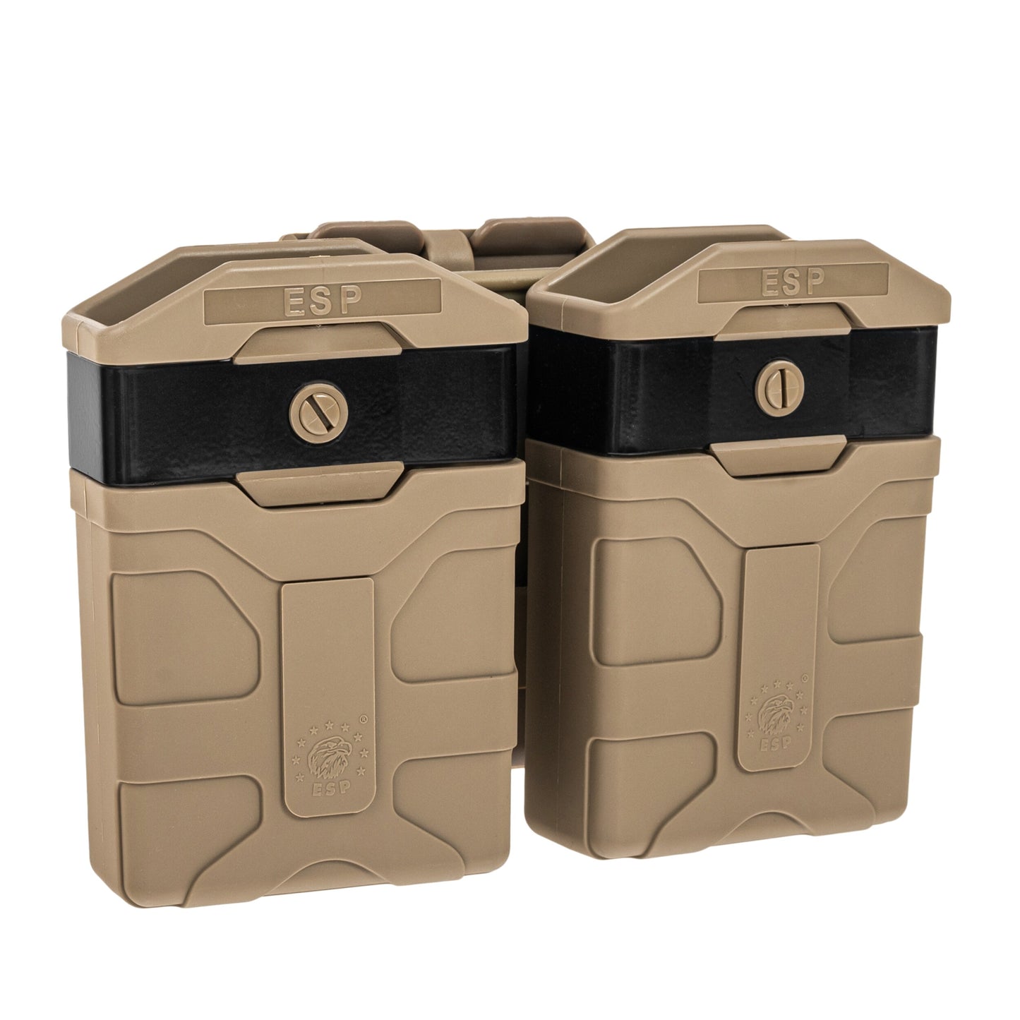 Podwójna ładownica obrotowa ESP z montażem UBC-04-2 na magazynki do AR-15 - Khaki