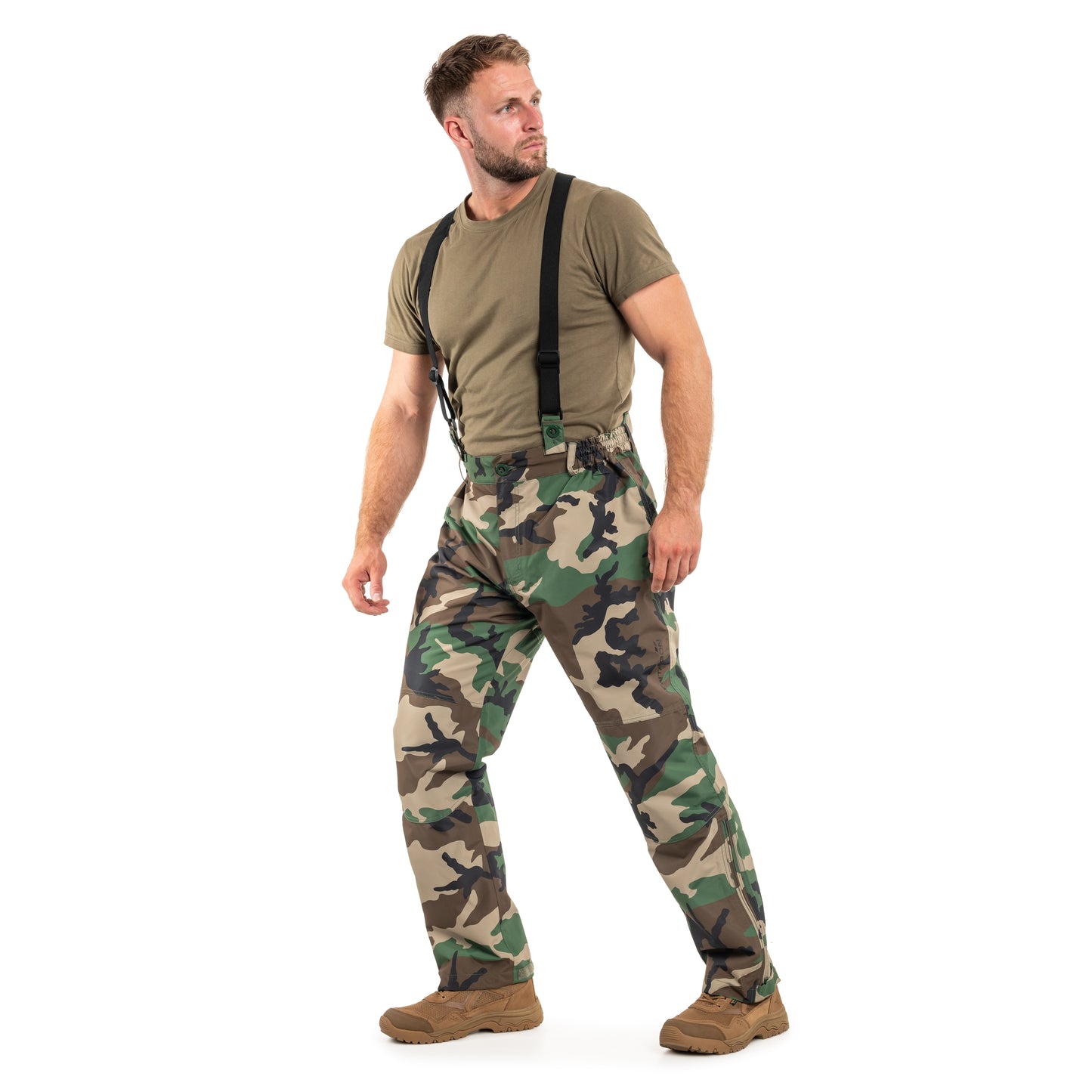 Spodnie Pentagon Hurricane z szelkami - Woodland