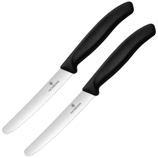 Nóż kuchenny Victorinox Swiss Classic Black - ząbkowany z zaokrąglonym czubkiem 2 szt.