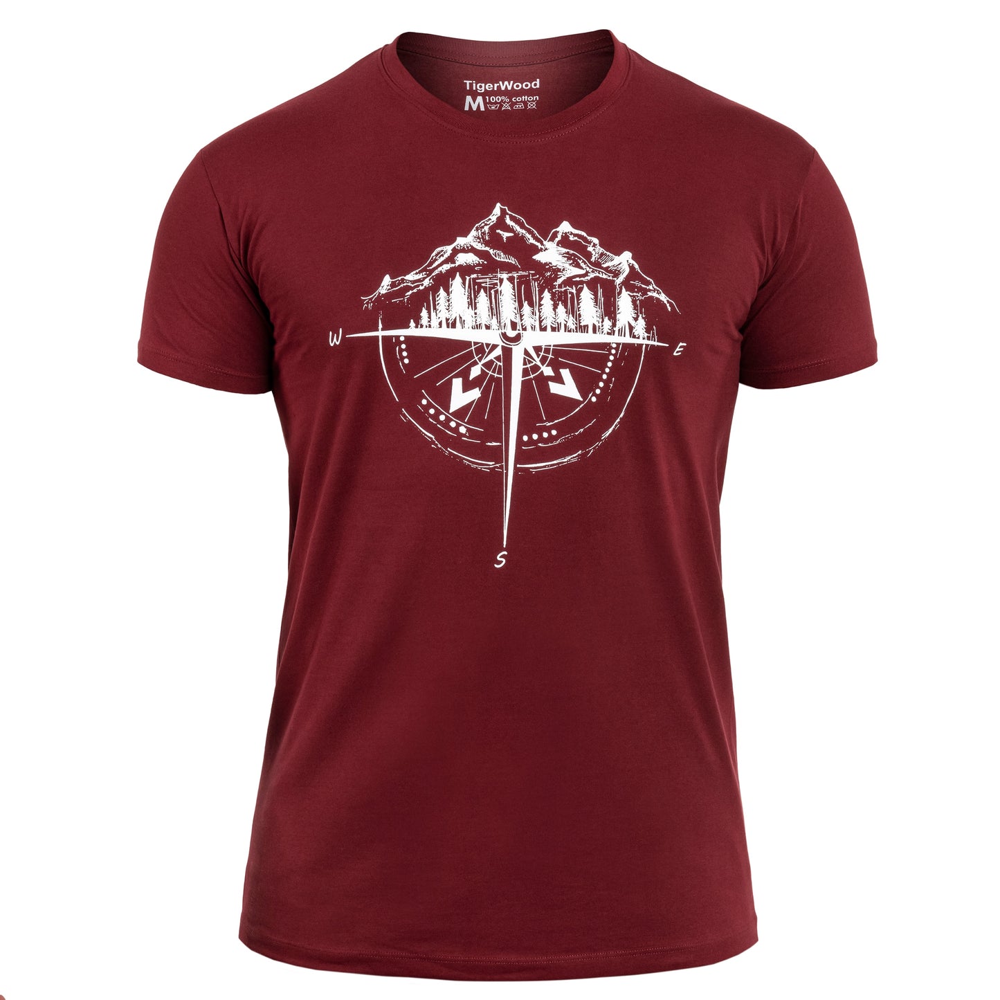 Koszulka T-shirt TigerWood Róża Wiatrów - Bordowa