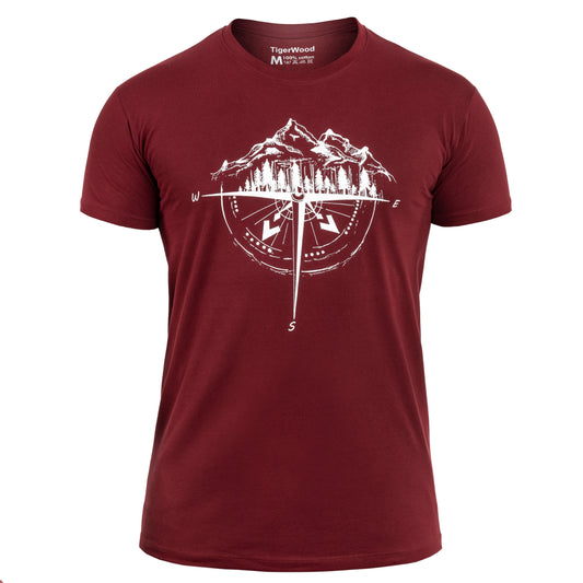 Koszulka T-shirt TigerWood Róża Wiatrów - Bordowa
