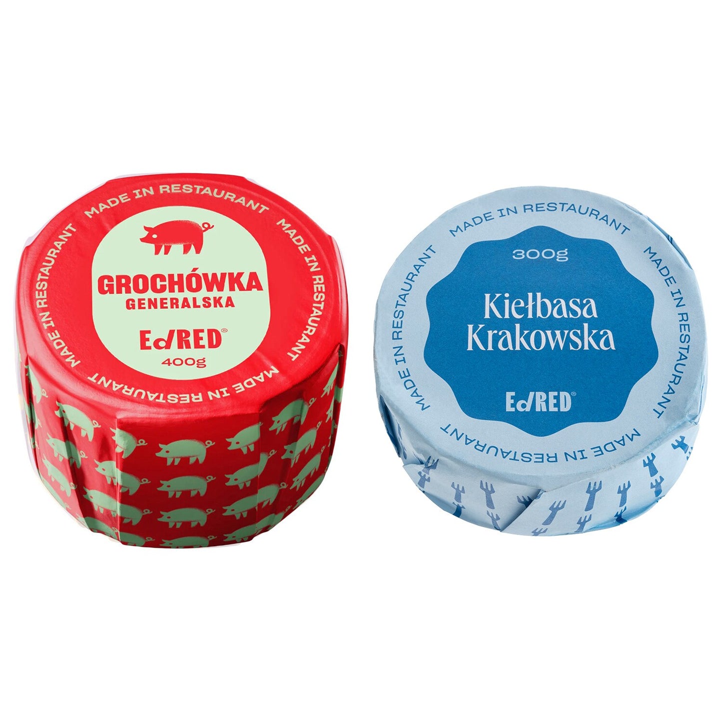 Żywność konserwowana Ed Red - Grochówka 400 g, Kiełbasa Krakowska 300 g