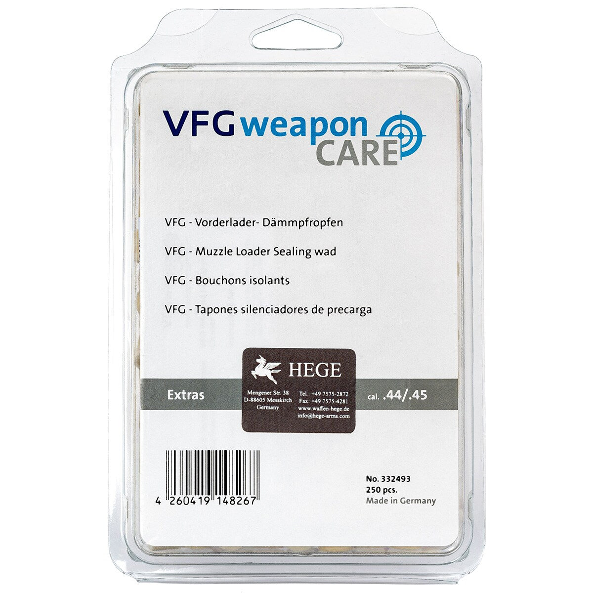 Zestaw przybitek filcowych VFG 10 mm kal .44/.45 - 250 szt.