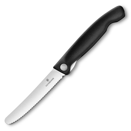 Nóż składany kuchenny Victorinox Black - ząbkowany z zaokrąglonym czubkiem