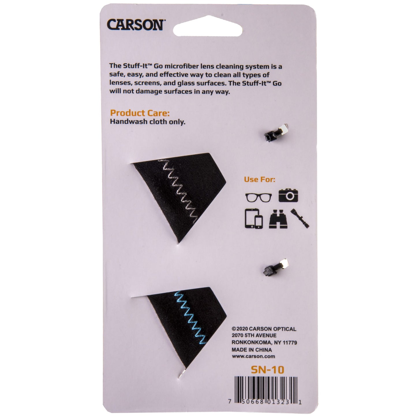 Ściereczki z mikrofibry Carson Stuff-It Go do czyszczenia optyki - 2 pak