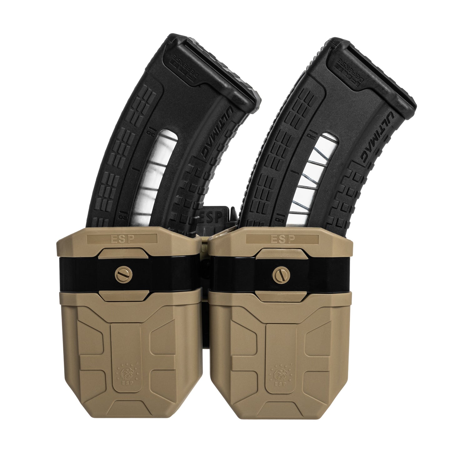 Podwójna ładownica obrotowa ESP z montażem UBC-08 na magazynki AK - Khaki