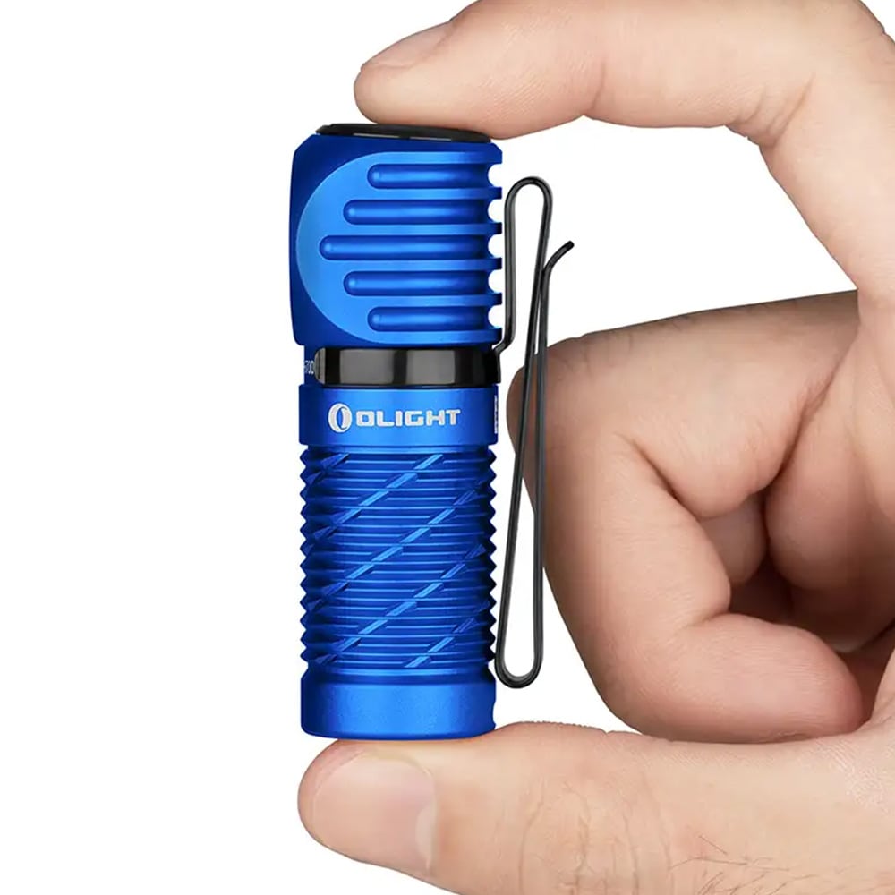 Latarka czołowa i kątowa Olight Perun 2 Mini Cool White Blue z opaską - 1100 lumenów