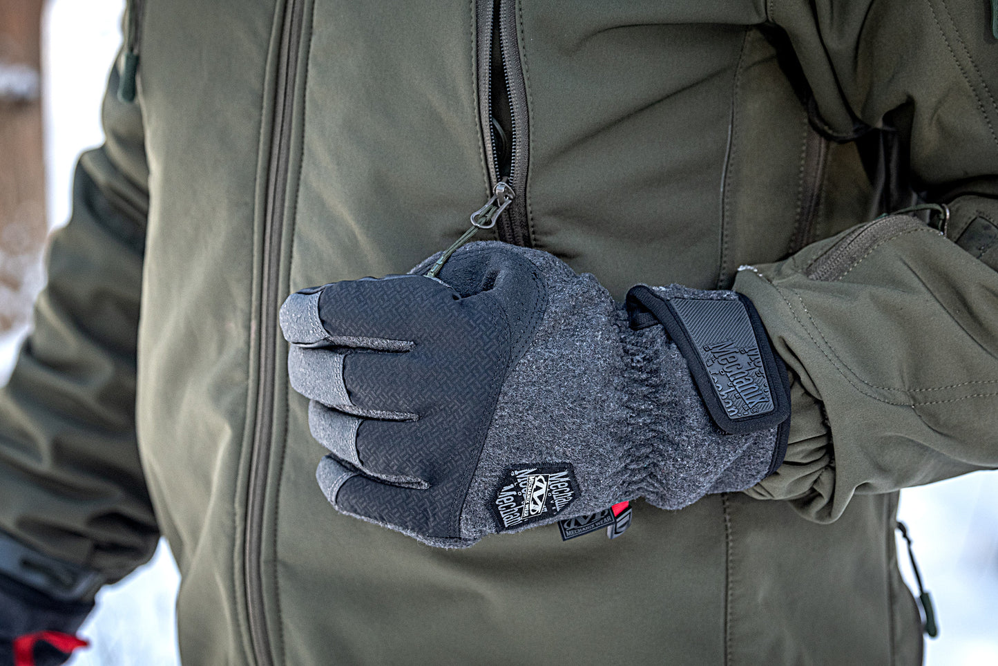 Rękawice taktyczne Mechanix Wear ColdWork WindShell - Black/Grey