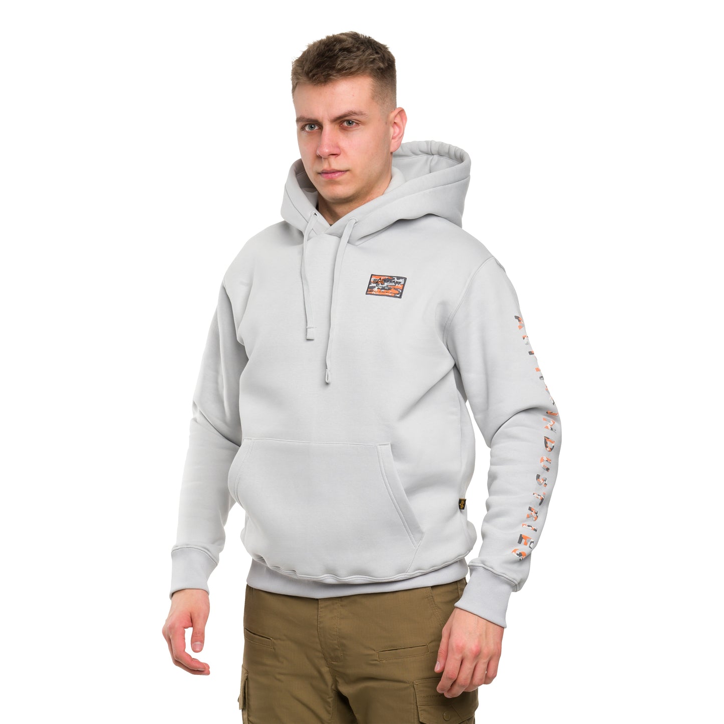 Bluza Alpha Industries Camo Sleeve Hoodie - Pastel Grey