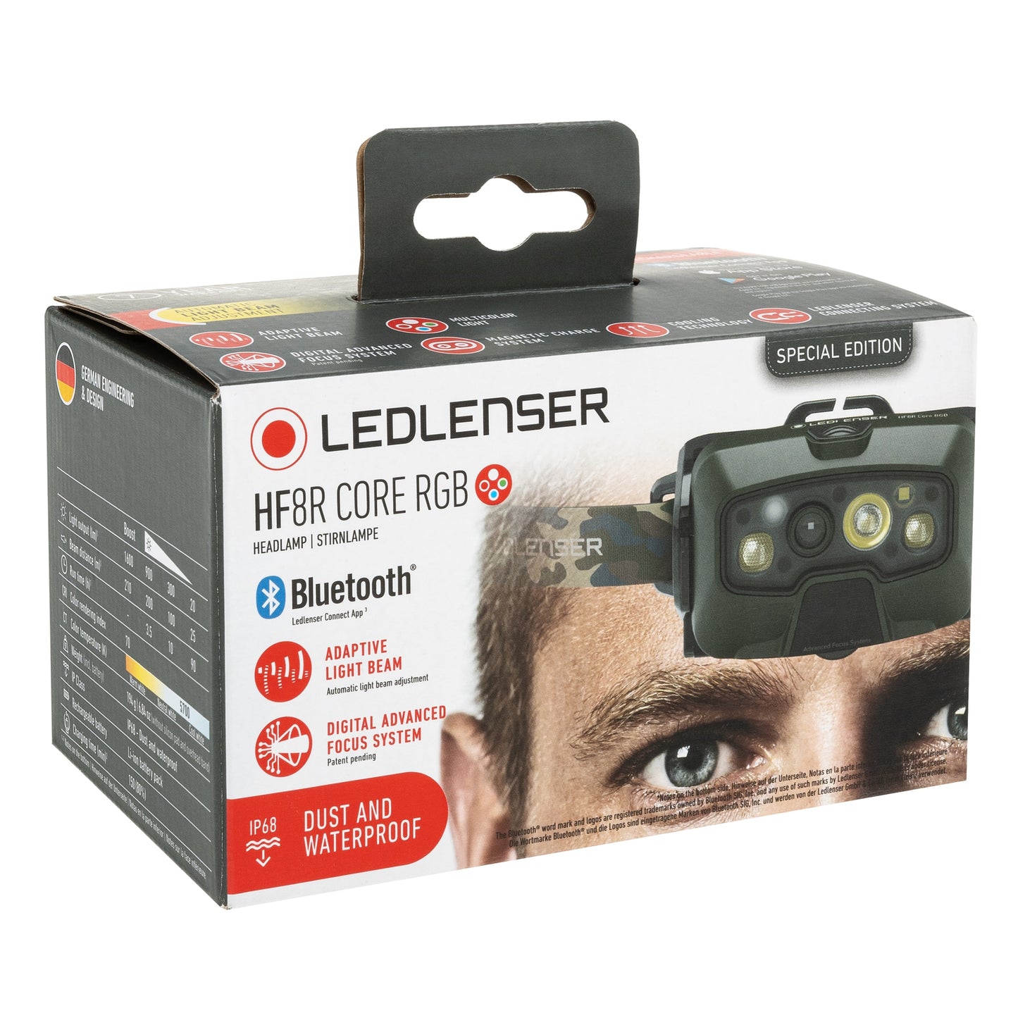 Latarka czołowa Ledlenser HF8R Core RGB Camo - 1600 lumenów