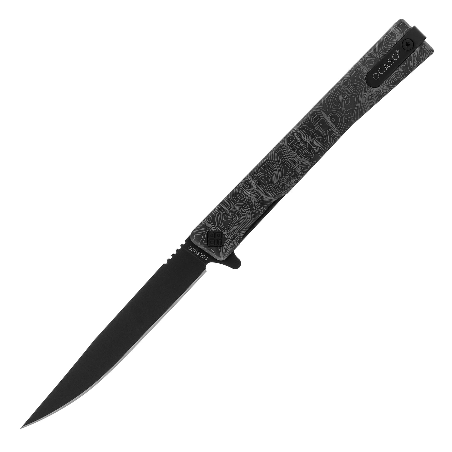 Nóż składany Ocaso Solstice Engraved Titanium - Black/Topo