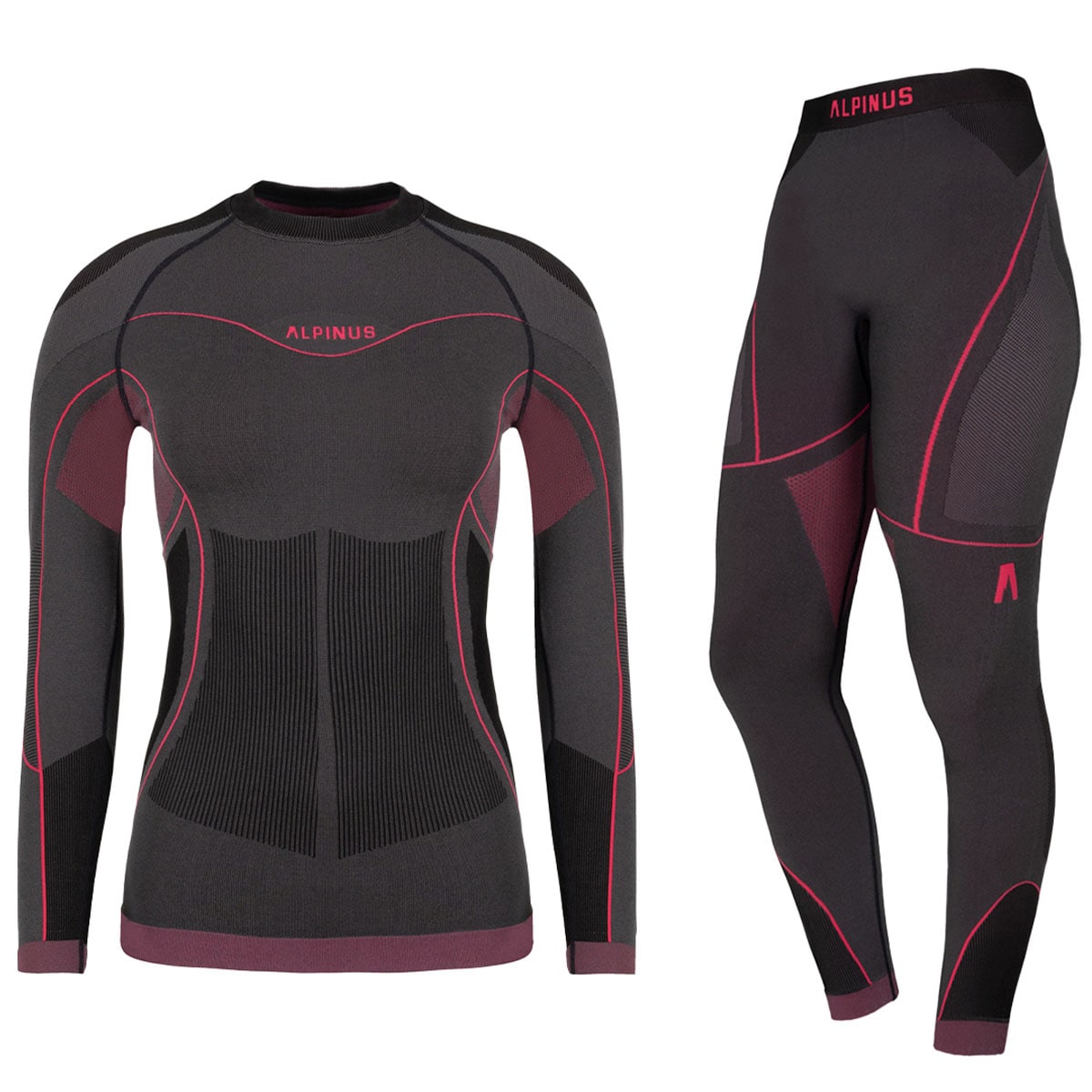 Bielizna termoaktywna damska Alpinus Mora Set - Graphite/Pink