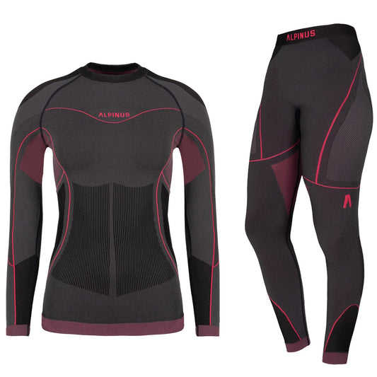 Bielizna termoaktywna damska Alpinus Mora Set - Graphite/Pink
