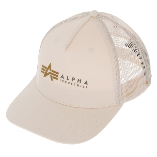 Czapka z daszkiem Alpha Industries Label Trucker Cap - Jet Stream White