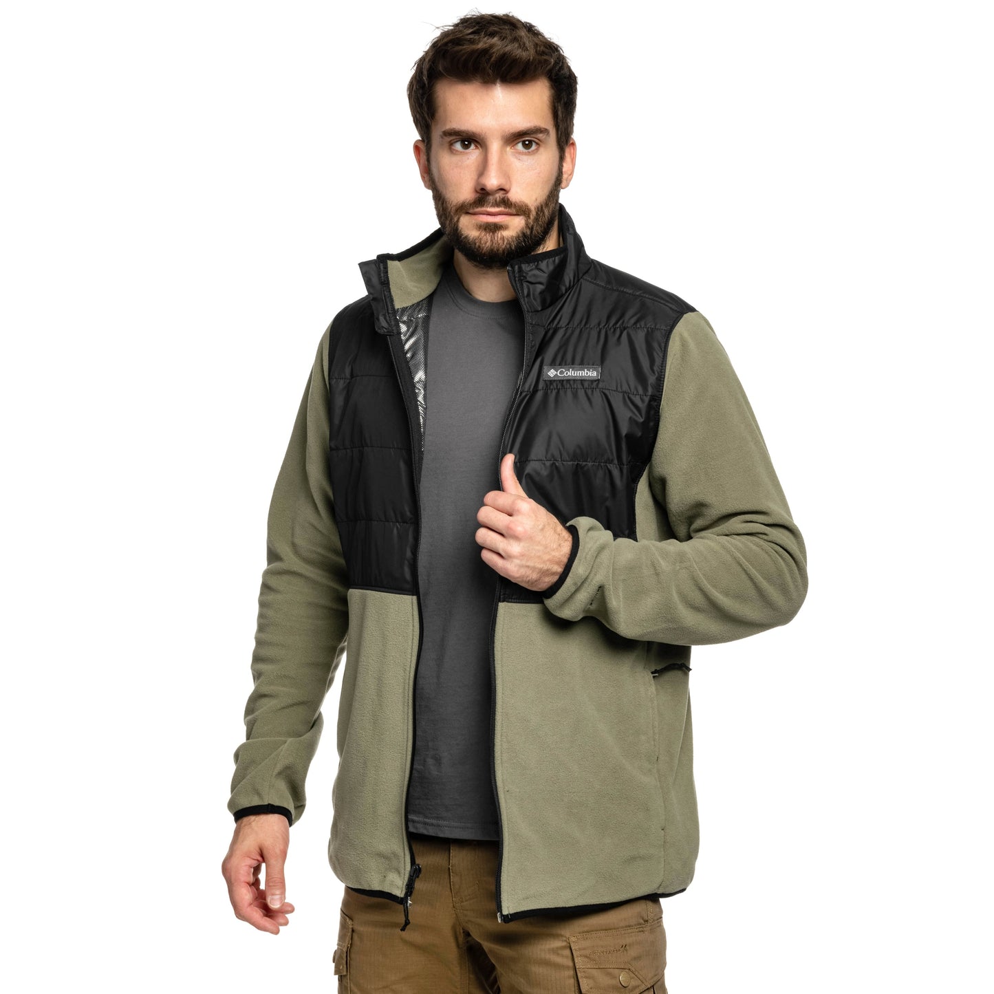 Polar Columbia Basin Butte II Hybrid Fleece Jacket - Stone Green/Black
