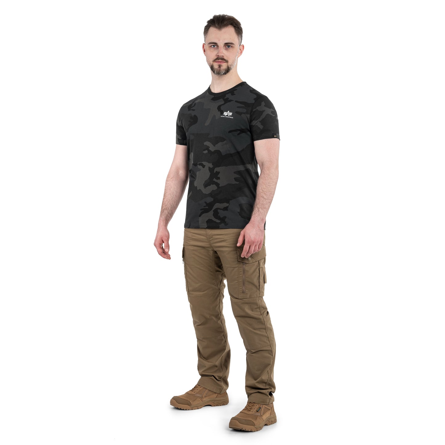 Koszulka T-shirt Alpha Industries Basic Small Logo - Black Camo