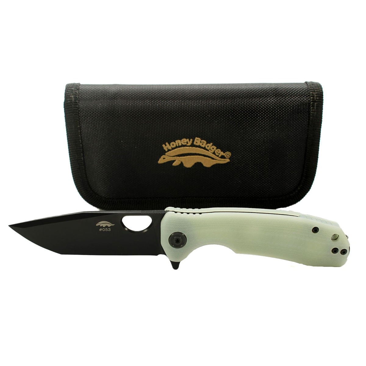 Nóż składany Honey Badger Tanto Medium Black DLC - Jadeitowy