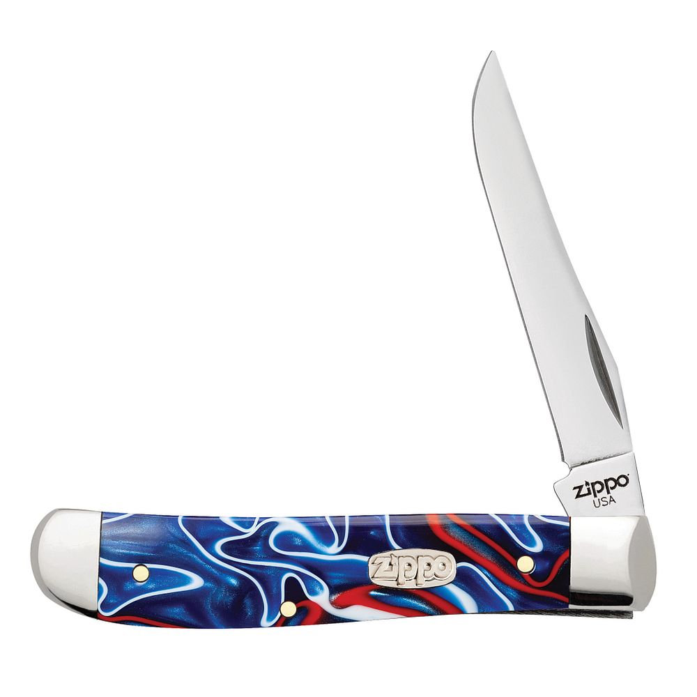 Nóż składany Zippo Mini Trapper - Red/White/Blue Kirinite