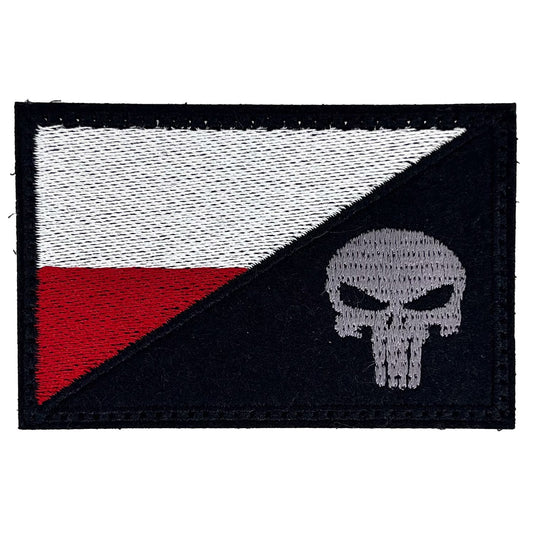 Naszywka flaga Polski - Punisher 75 x 45 mm