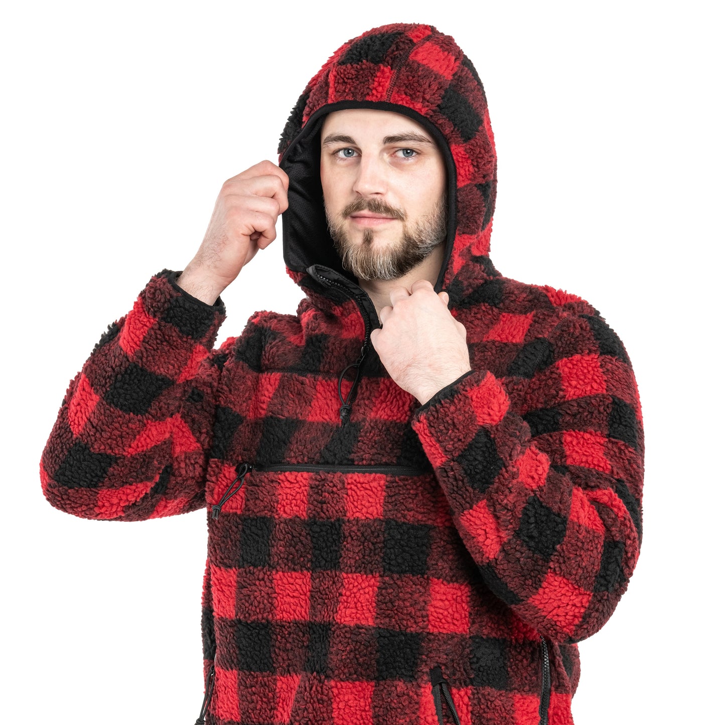 Polar Brandit Teddyfleece Worker Pullover - Red/Black