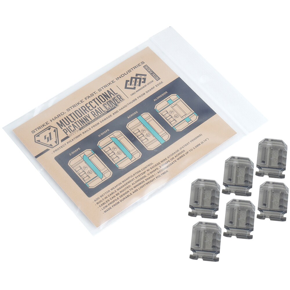 Osłony szyny RIS Strike Industries Multidirectional Picatinny Rail Cover with Cable Management 6 szt. - Translucent
