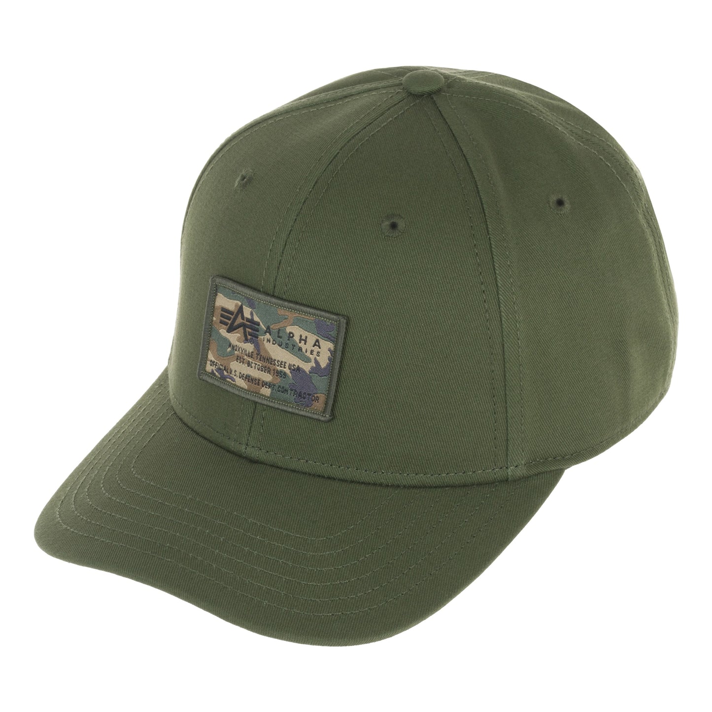 Czapka z daszkiem Alpha Industries Crew Camo Cap - Dark Olive