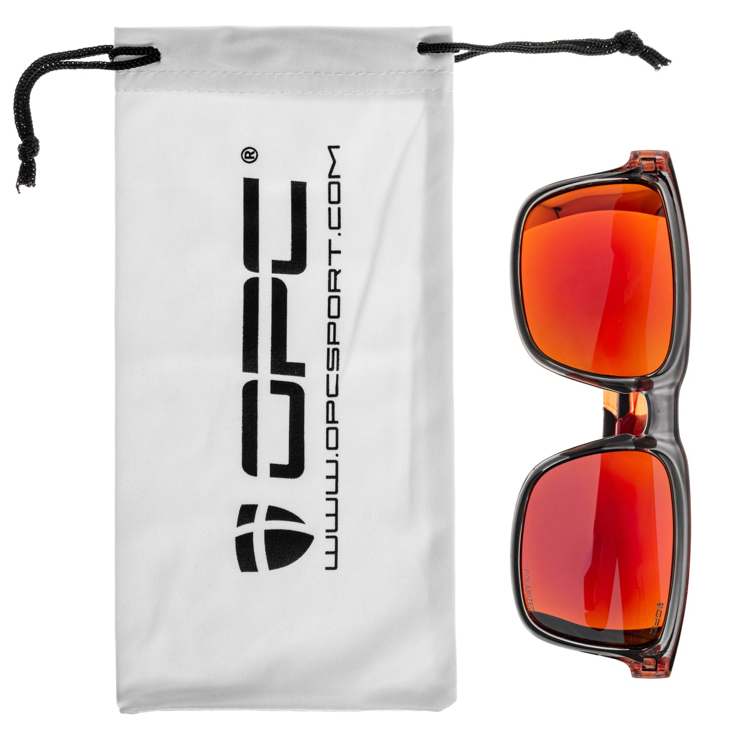 Okulary przeciwsłoneczne OPC Lifestyle California Black/Red Revo z polaryzacją