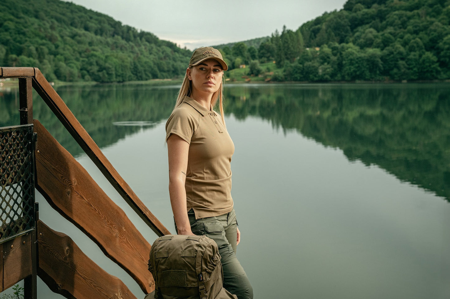 Koszulka termoaktywna Polo Helikon Women's UTL TopCool Lite - Khaki