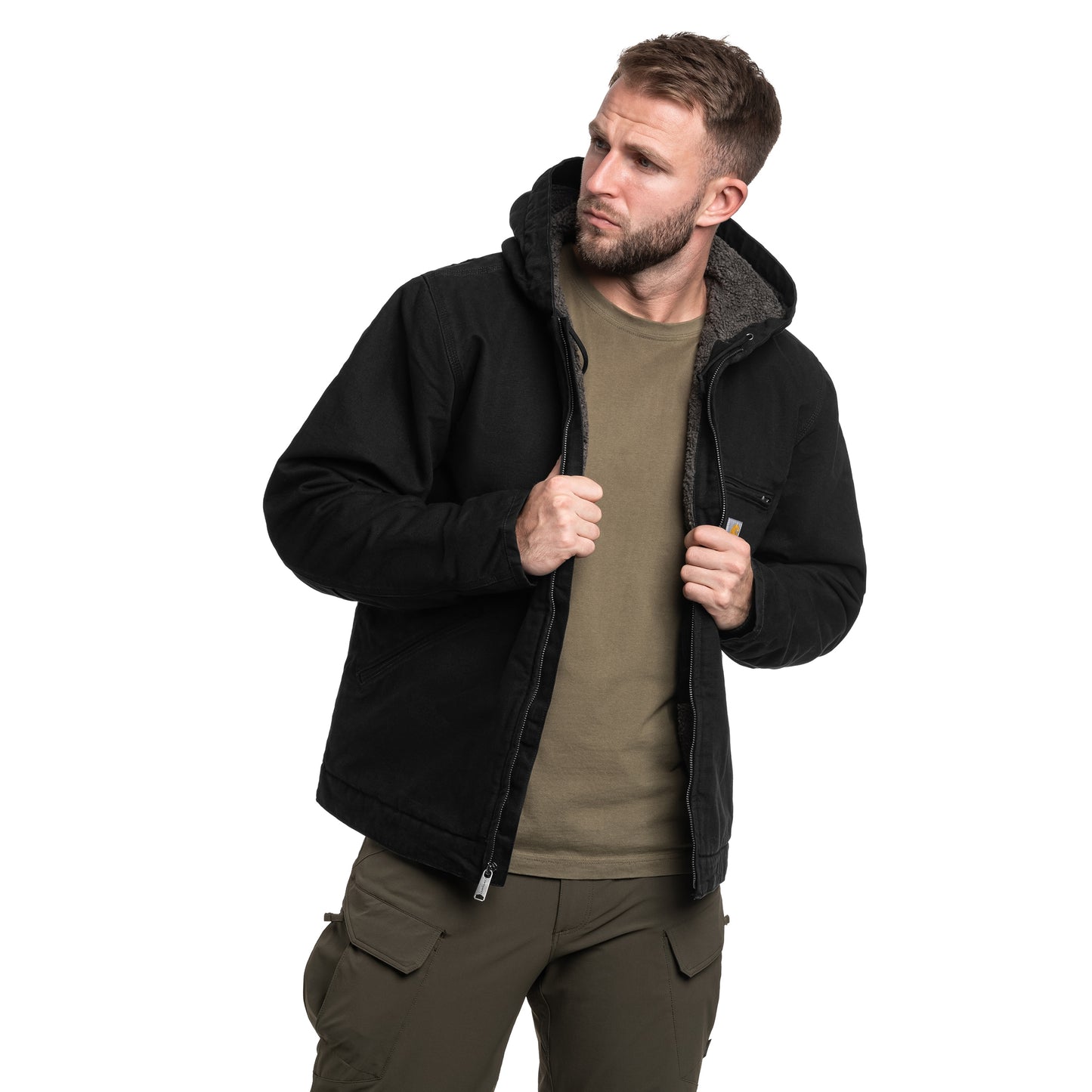 Kurtka Carhartt Washed Duck Sherpa Lined - Black