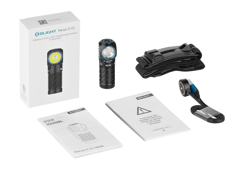 Latarka czołowa i kątowa Olight Perun 3 Mini HCRI Neutral White Black z opaską - 920 lumenów
