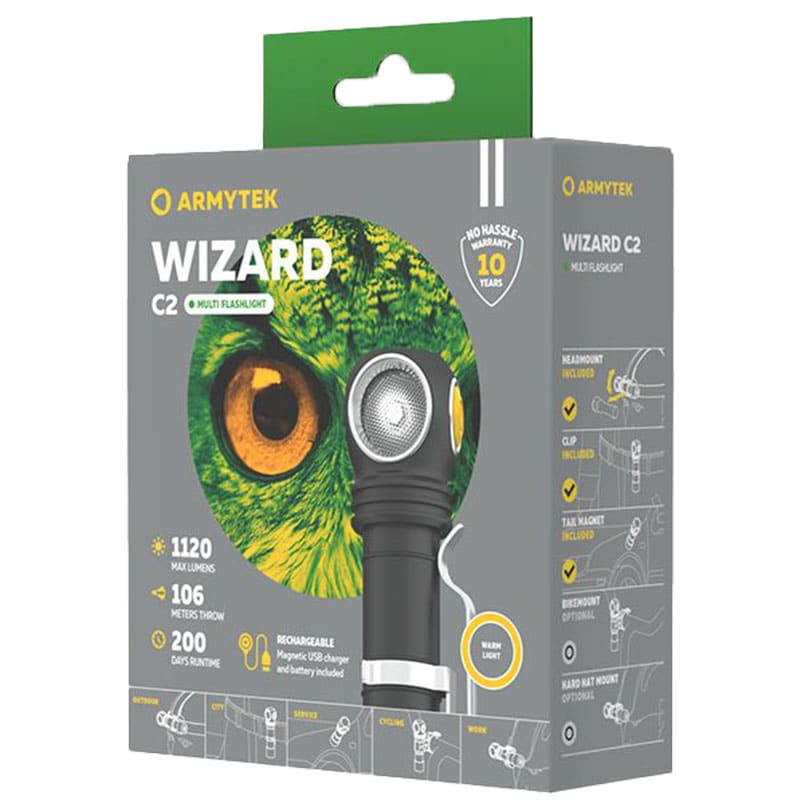 Latarka czołowa i kątowa Armytek Wizard C2 WG Magnet USB White - 1100 lumenów