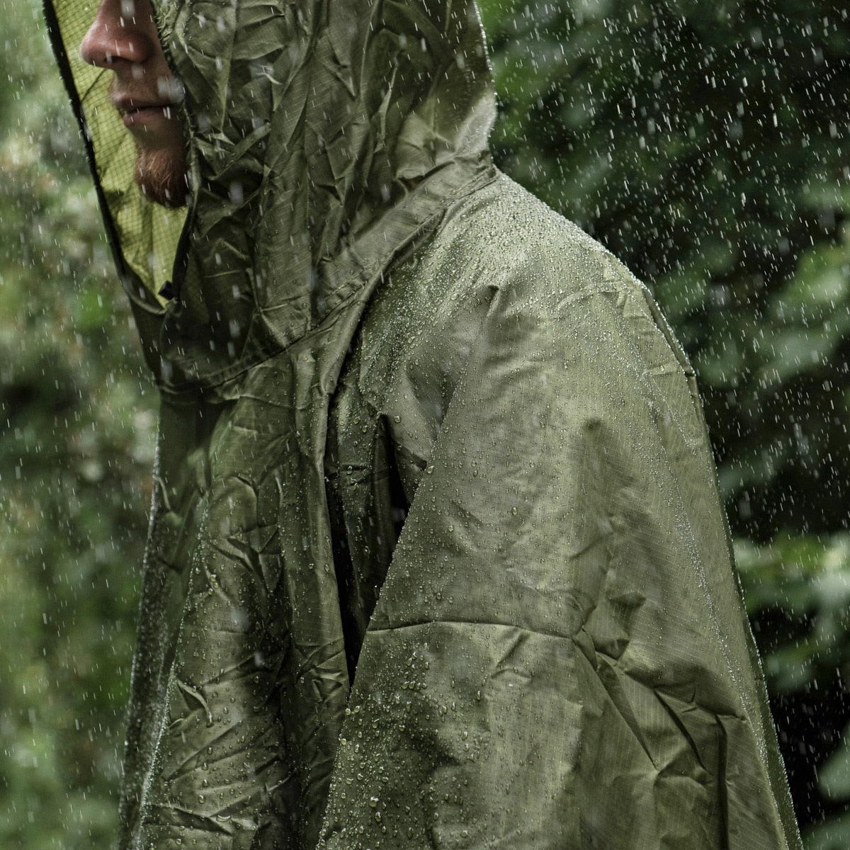 Ponczo Badger Outdoor Rain Poncho Ripstop - Olive