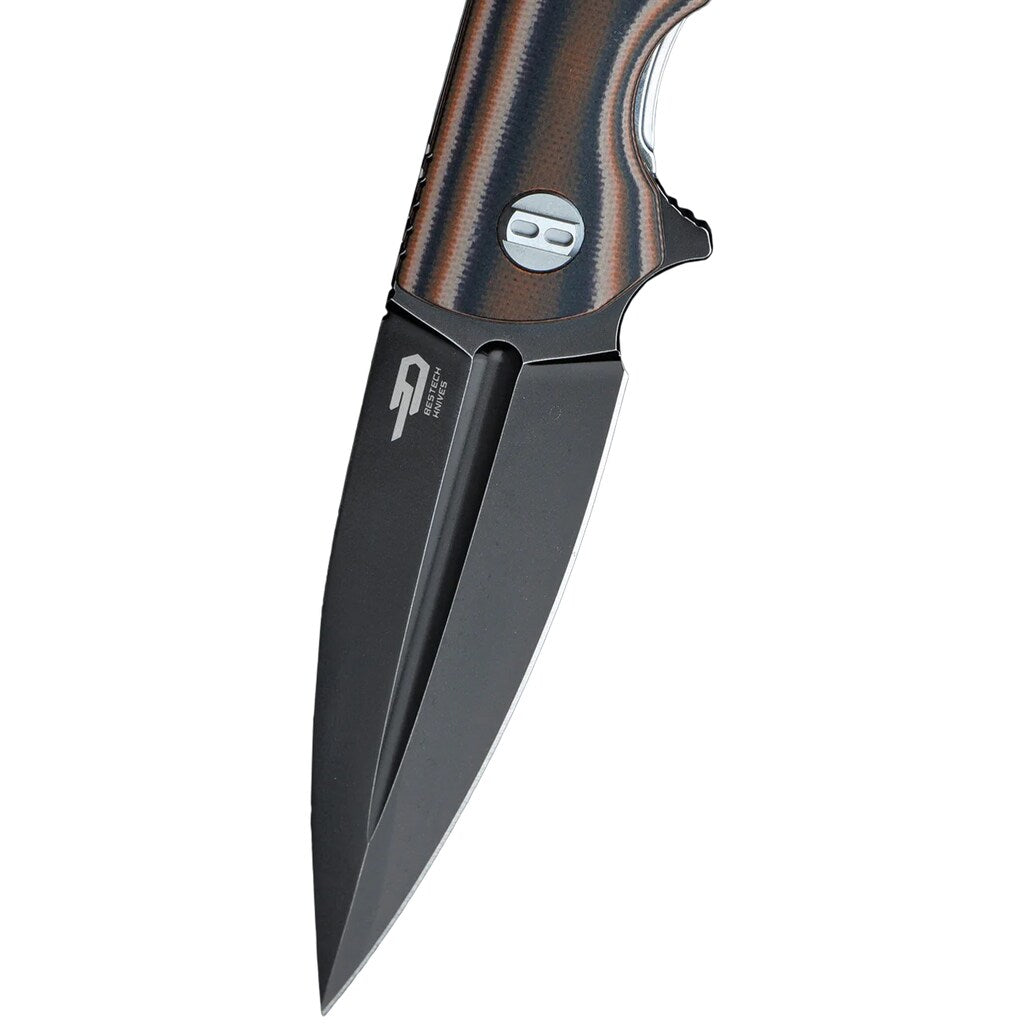Nóż składany Bestech Knives Fin Black Stonewash - Black/Orange/Beige