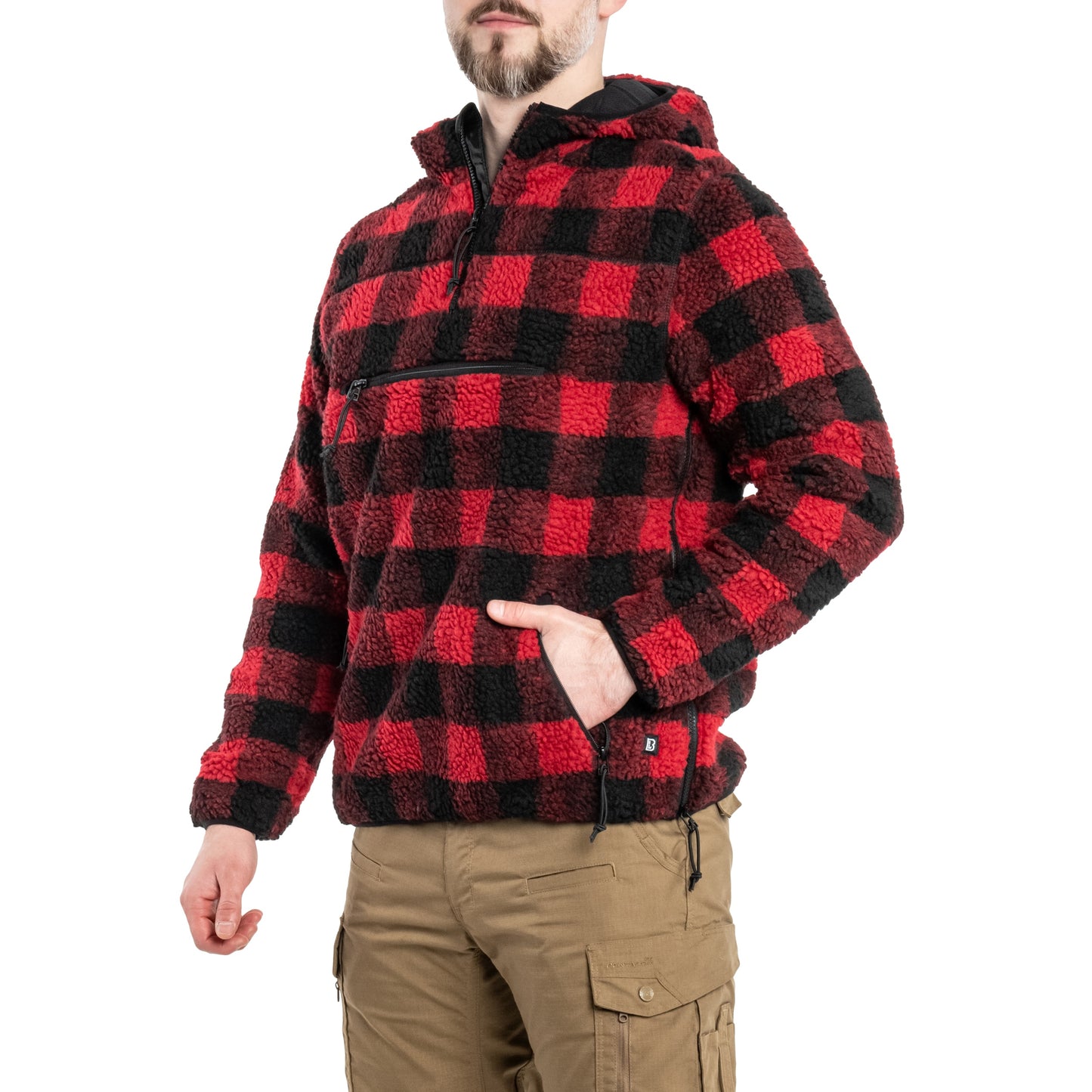 Polar Brandit Teddyfleece Worker Pullover - Red/Black