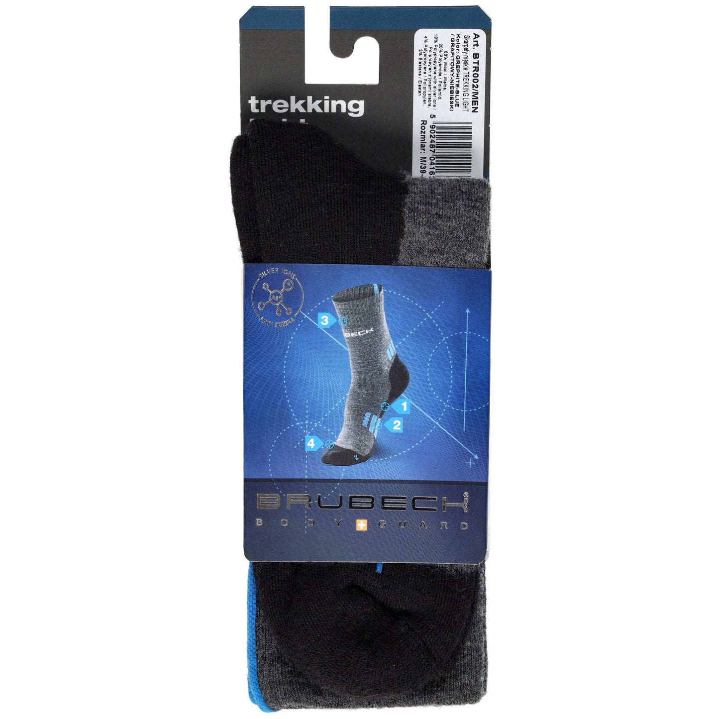Skarpety Brubeck Trekking Light - Grafitowe/Niebieskie