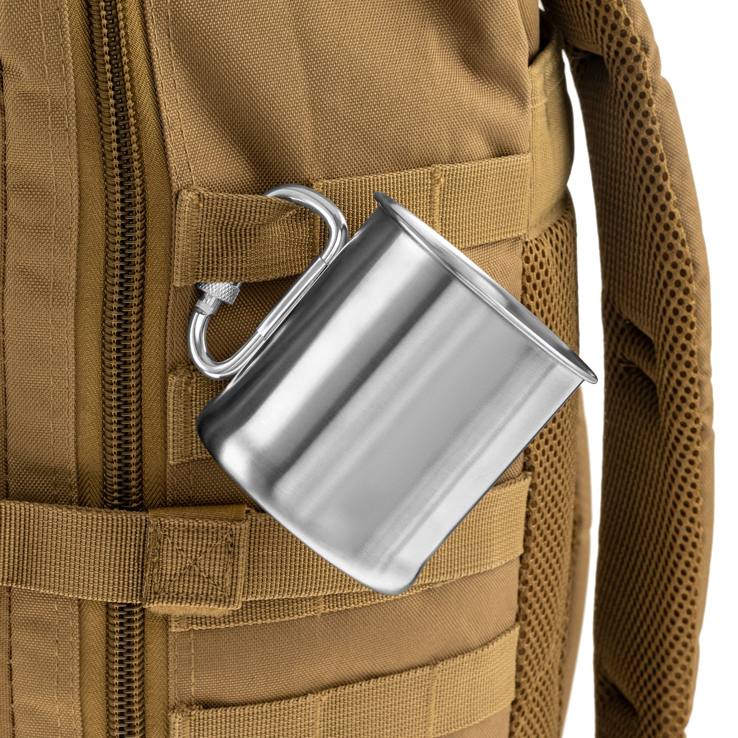 Kubek stalowy Mil-Tec z karabinkiem 250 ml