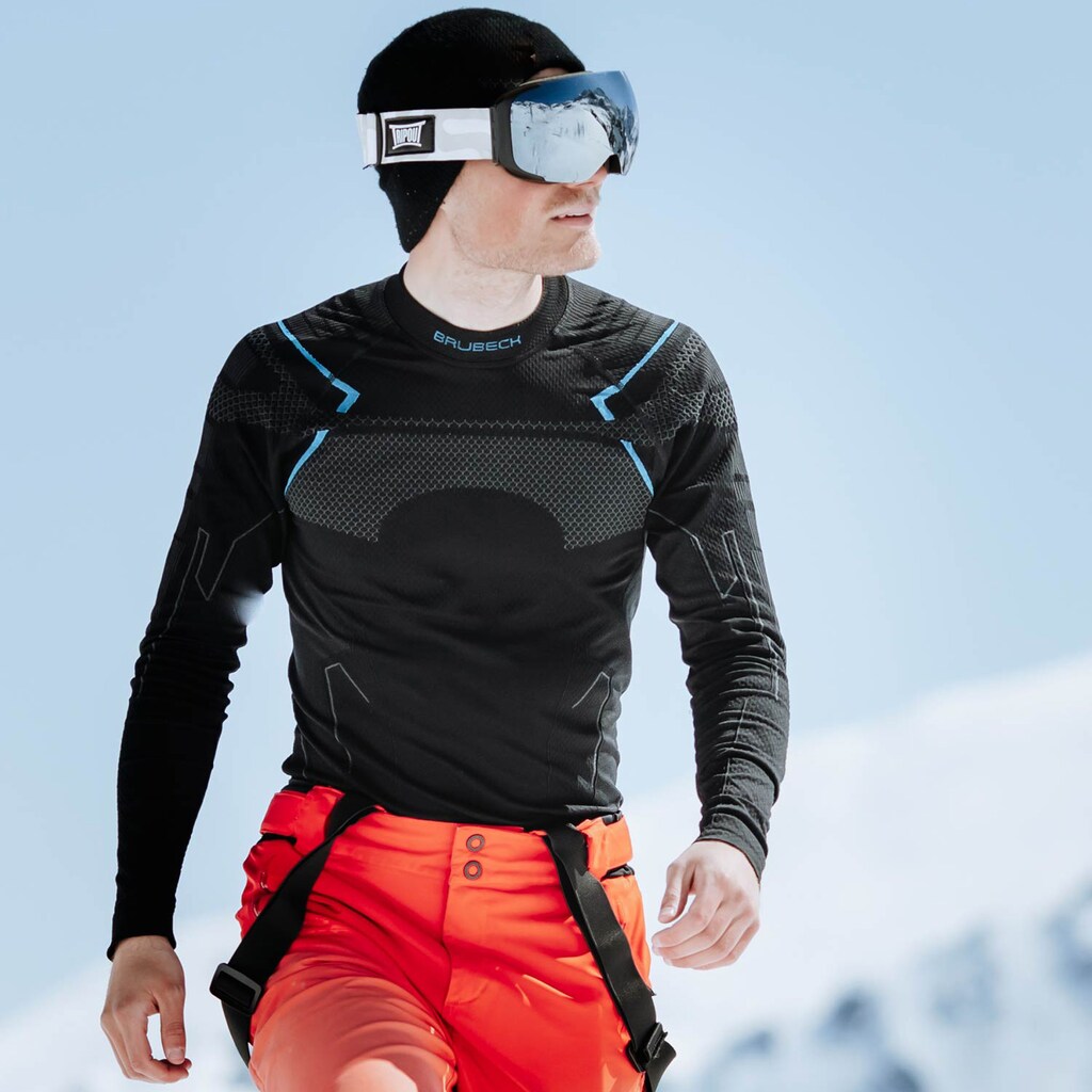 Koszulka termoaktywna Brubeck Thermo Long Sleeve - Czarna/Niebieska