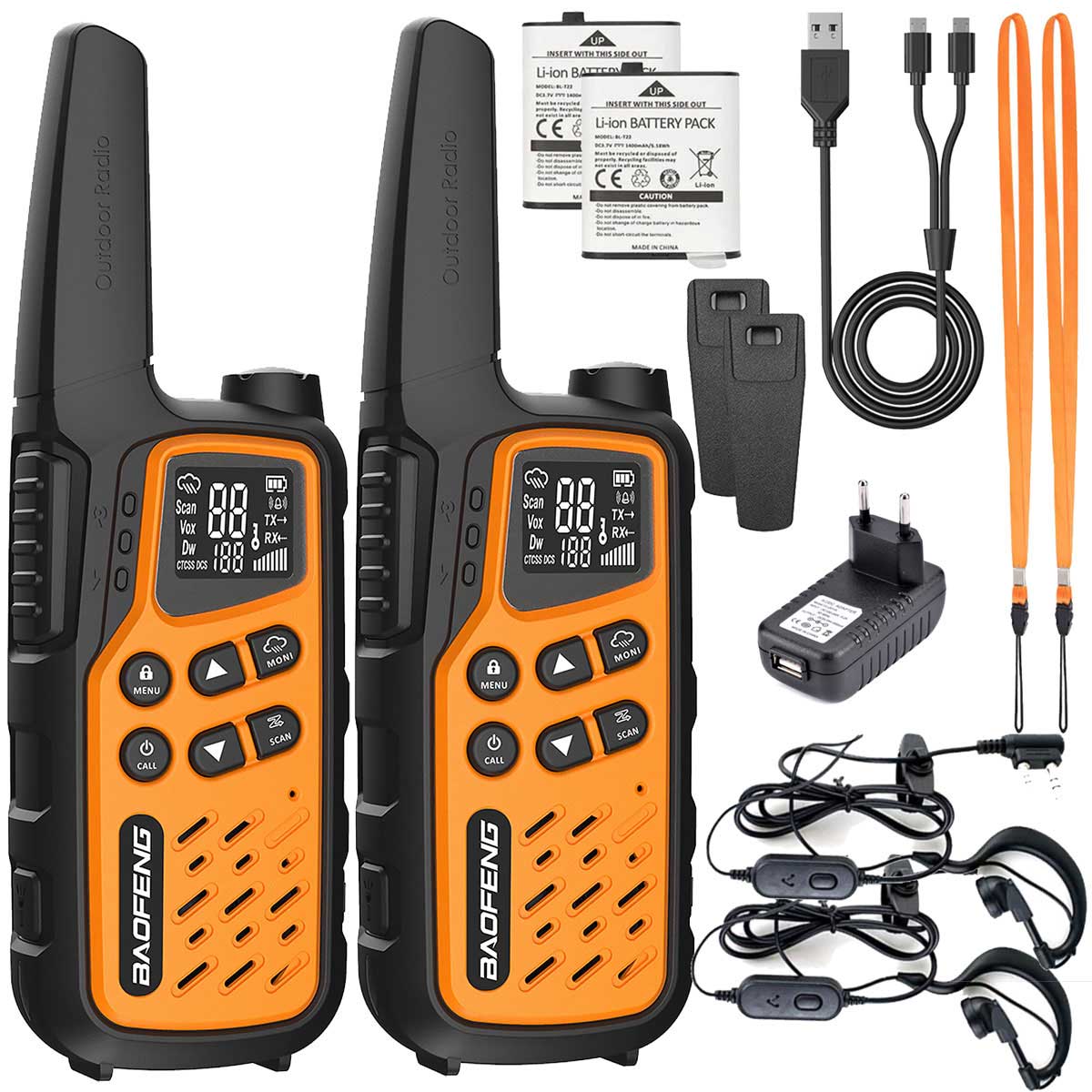Radiotelefon Baofeng BF-T25E PMR 2 szt. - Orange