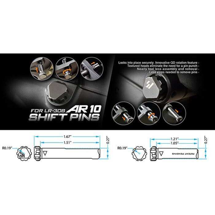 Zestaw pinów mocujących Strike Industries Shift Pins do karabinów AR10 - Black