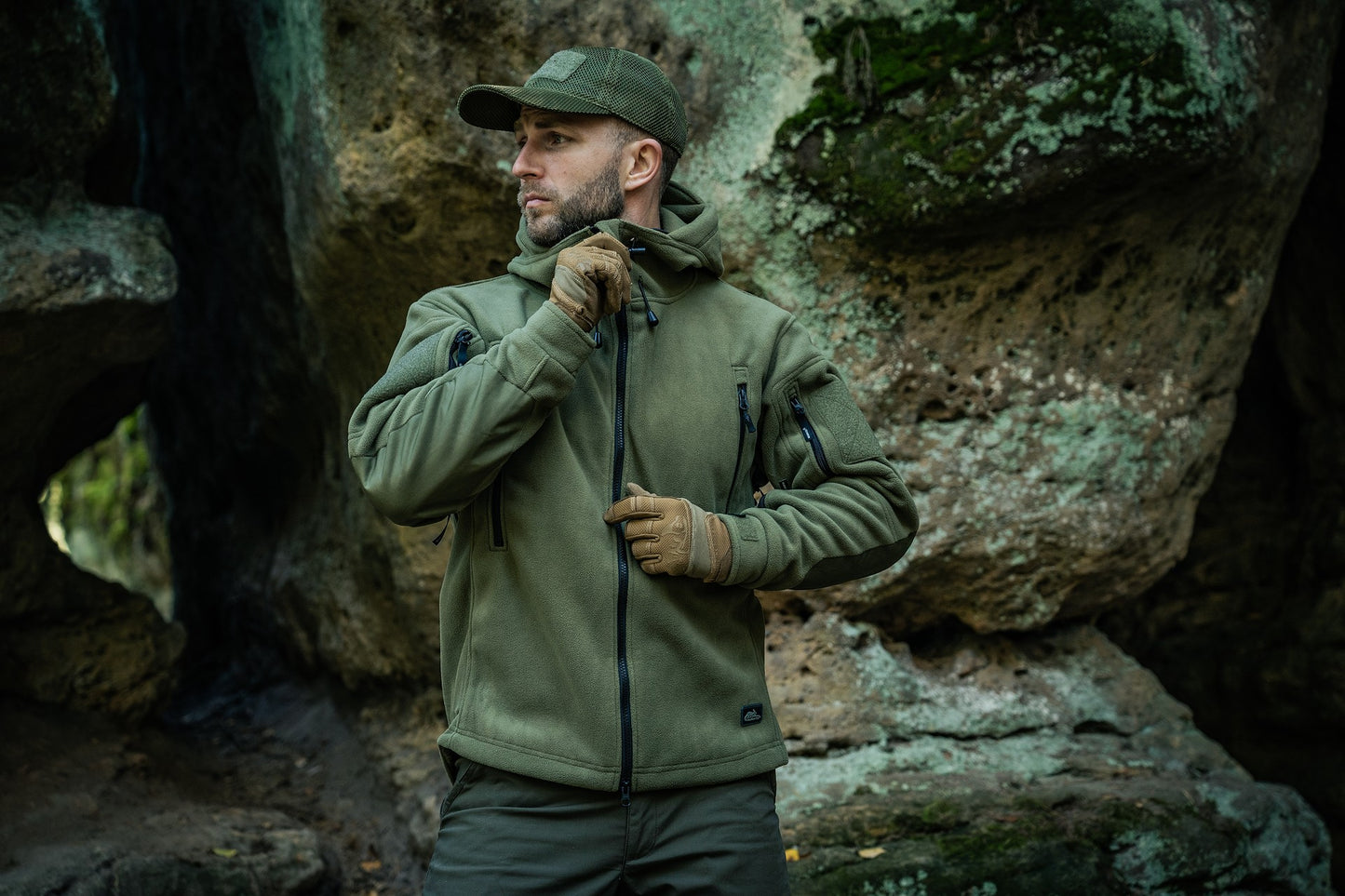 Czapka z daszkiem plus velcro Helikon Mesh - Olive Green